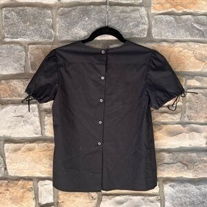 Theory Button Back Tie Sleeve Top Sz P